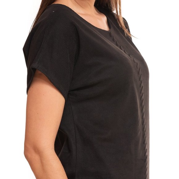 Vecceli Italy Faux Suede Luxe Fashion T-Shirt - Picture 2 of 4